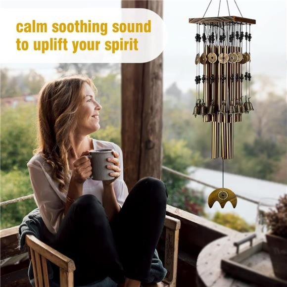 Wind Chimes for Outside,30"Memorial WindChimes with 2Copper Tubes & 16CopperBell - Picture 5 of 6